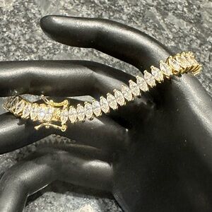 14k Gold Over 925 SS CZ Bracelet